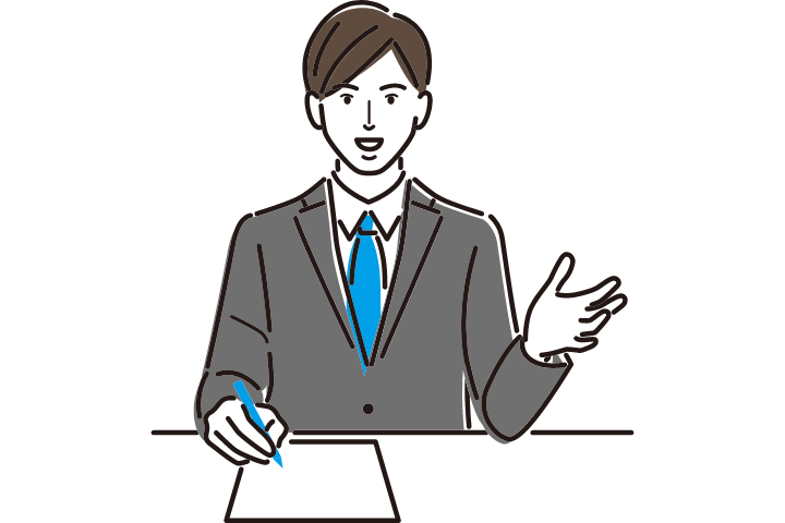 メモを取る男性のイラスト