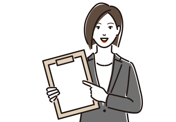 資料を提示する女性のイラスト